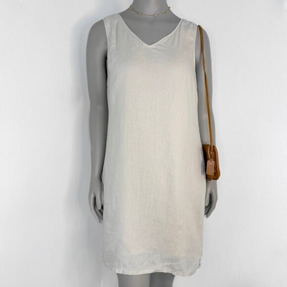 Linen Sleeveless Shift Dress Minimalist Capsule Wardrobe Cynthia Rowley Size 14 - Picture 2 of 10